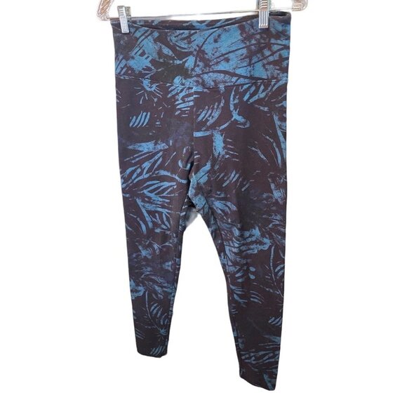 Soft Surrounding Blue Black Tropical Pattern Athletic Yoga Pants Sz M - Picture 3 of 10